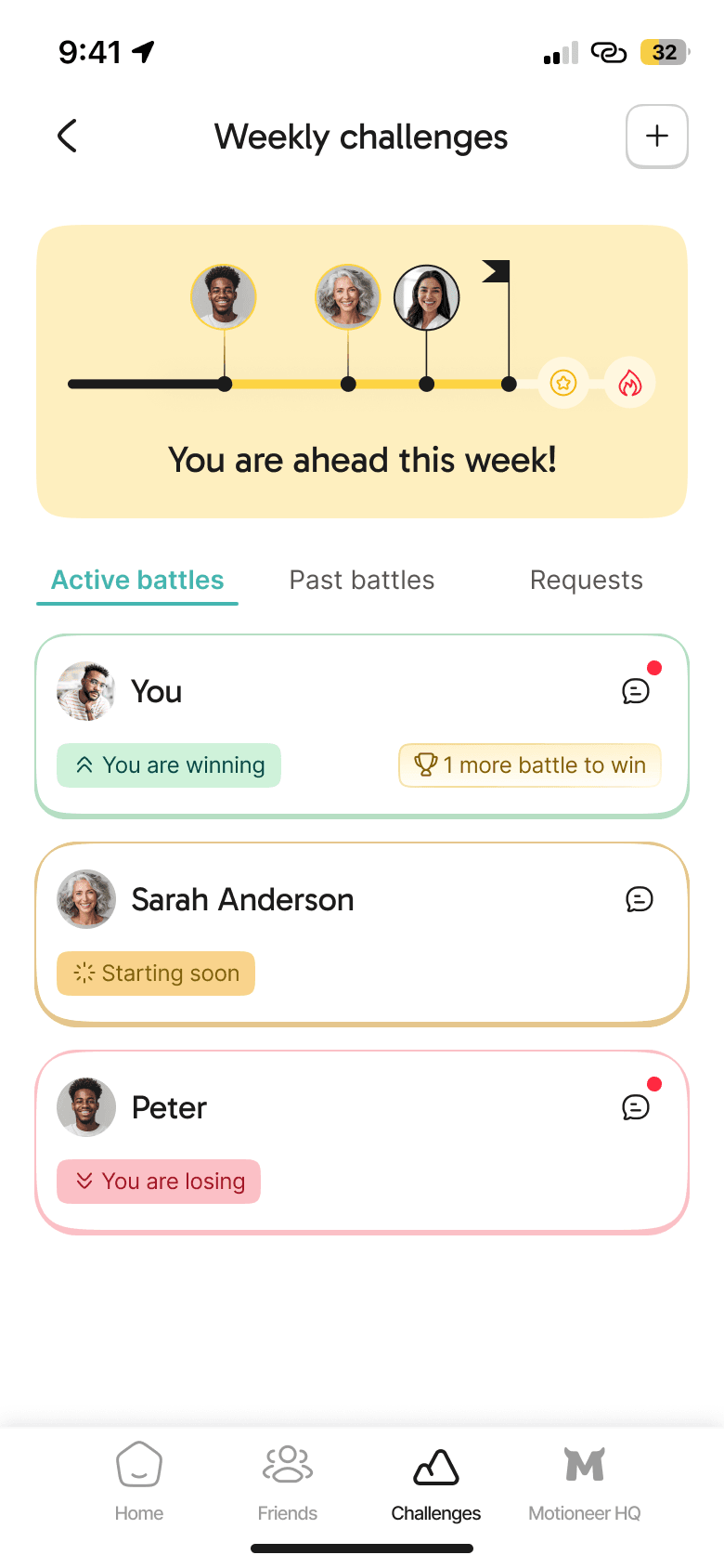 Motion weekly fitness goal + tamagotchi style pet