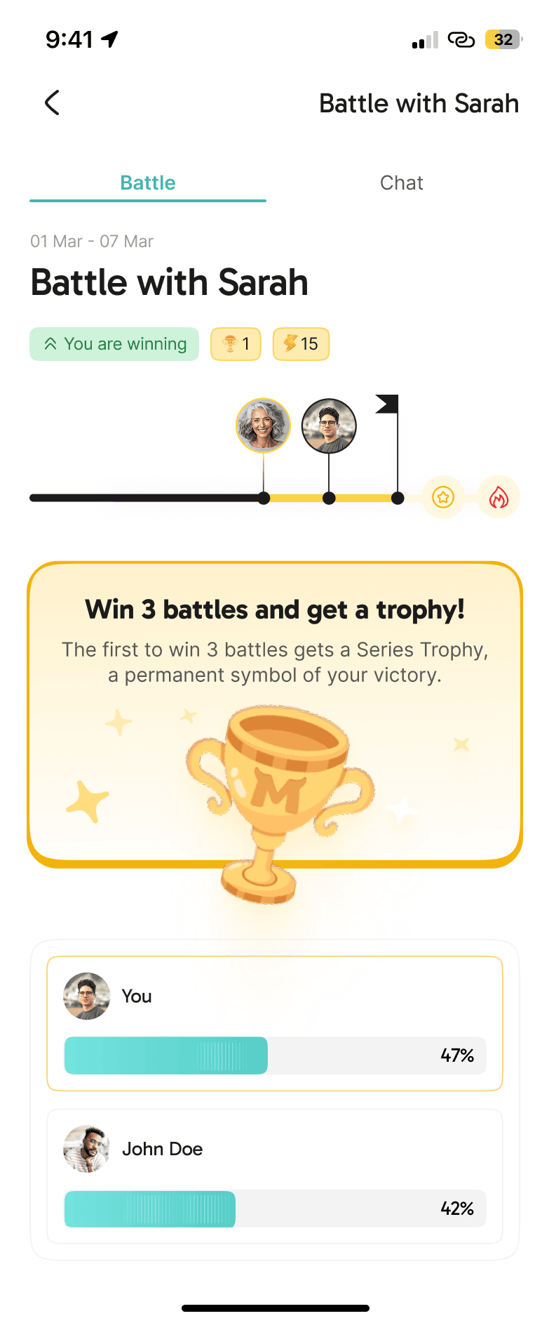 Motion weekly fitness goal + tamagotchi style pet