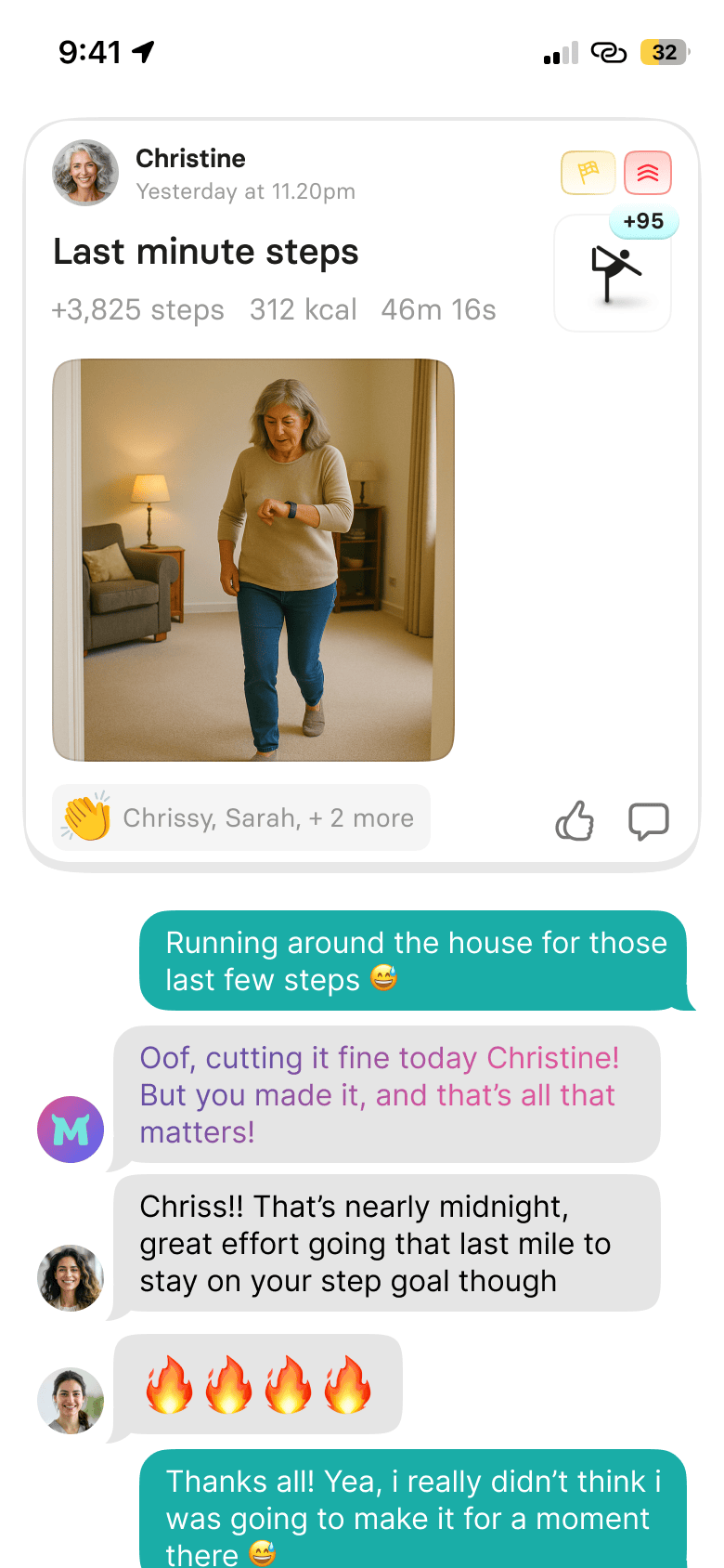 A mum and friends in a weekly step challenge