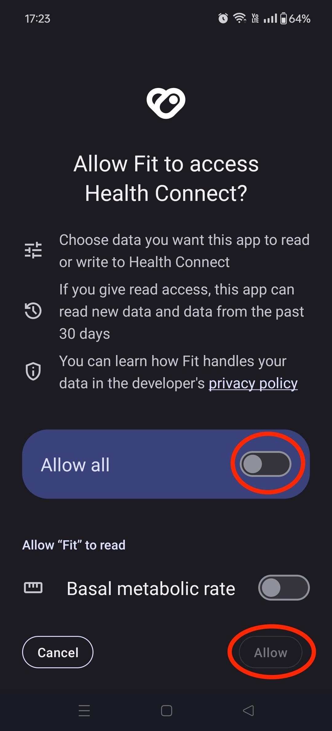 Allow permissions